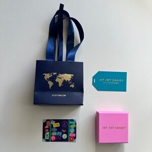 Jet Set Candy empty gift bag and box